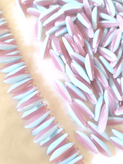 Dagger beads 5x16mm - light blue & pink
