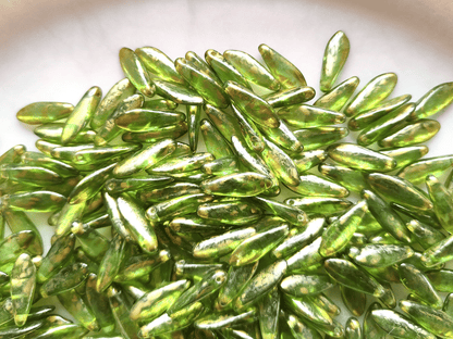 Dagger beads 5x16mm - may green & gold