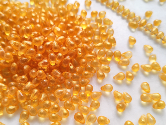 Tropfen 4x6mm - Sonnengelb Glitzer