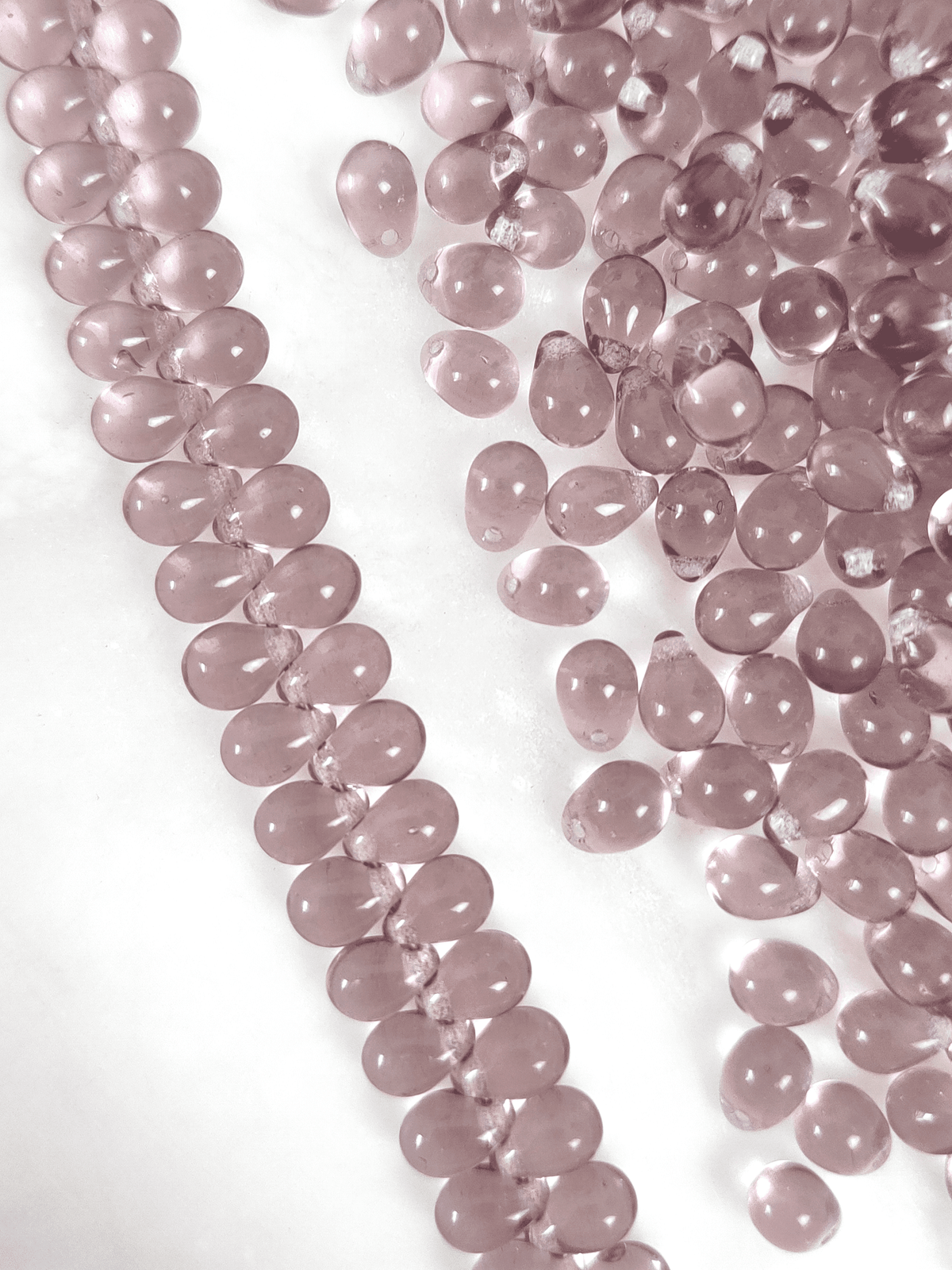 Drop beads 5x7mm - muted purple