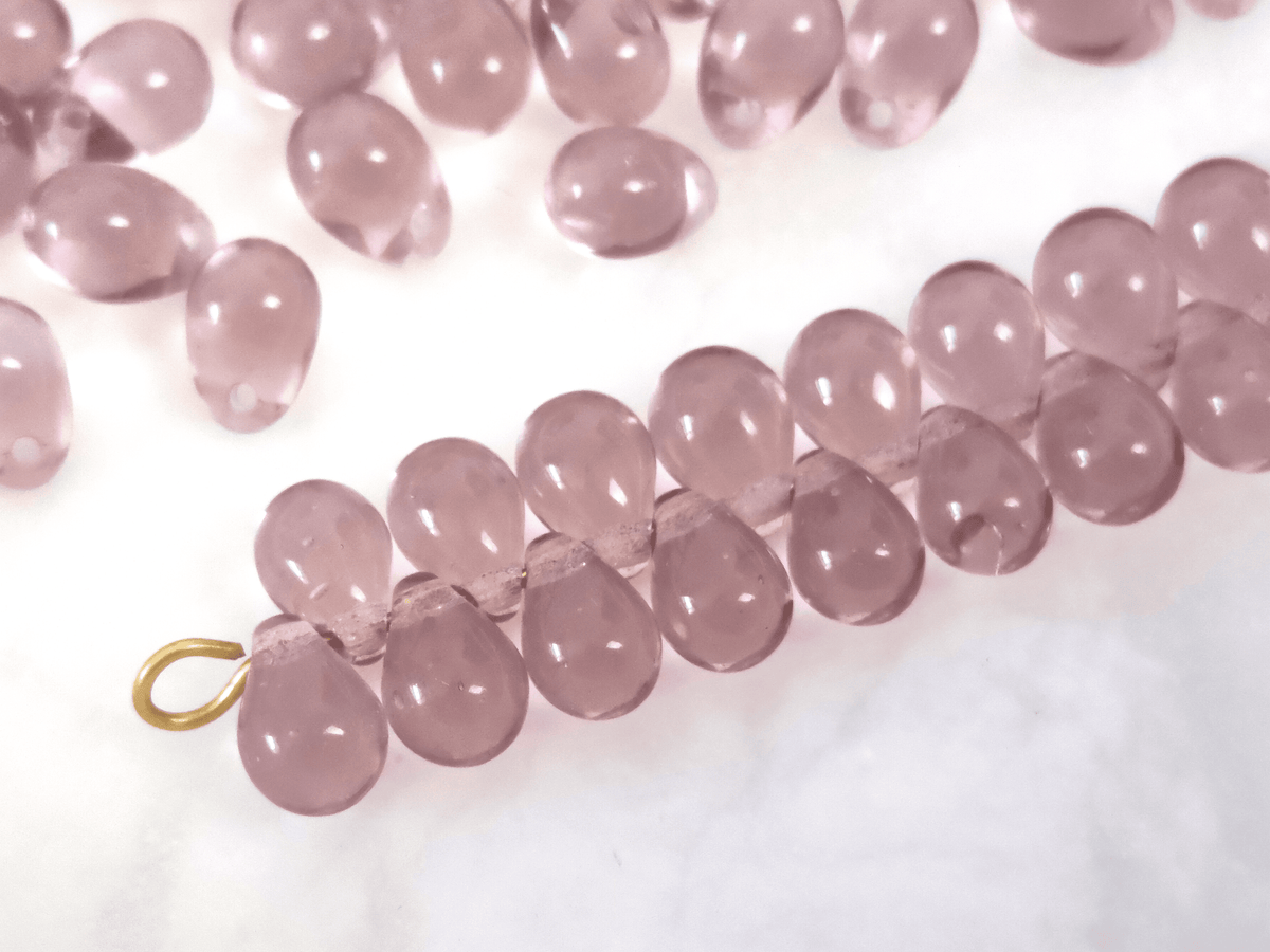 Drop beads 5x7mm - muted purple