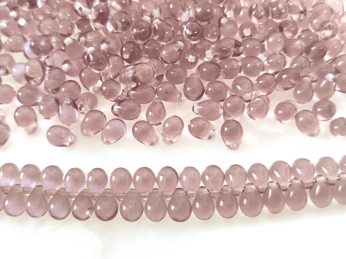 Drop beads 5x7mm - muted purple