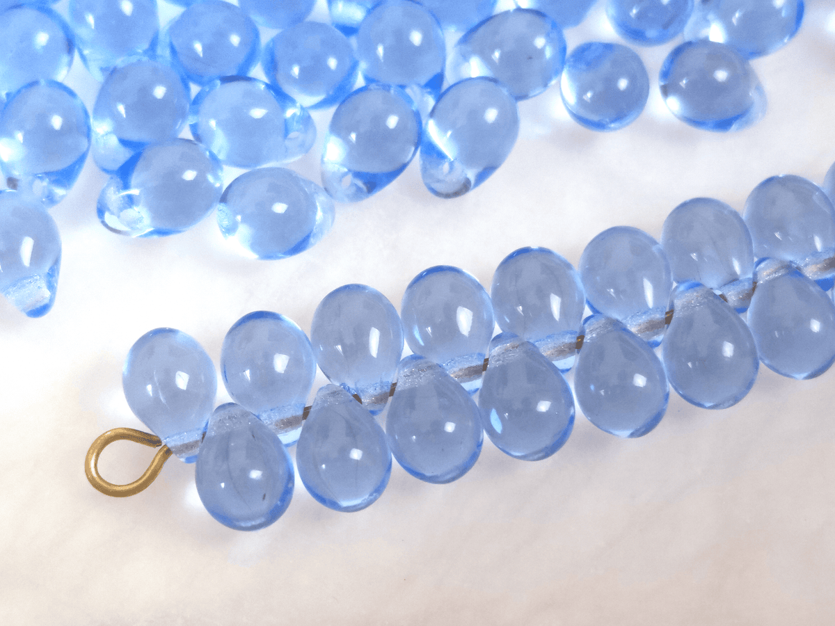 Drop beads 5x7mm - sky blue