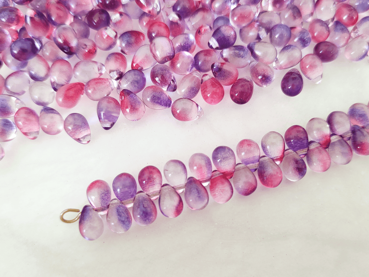 Tropfen 5x7mm - ombre Pink & Lila