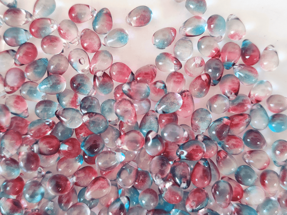 Tropfen 5x7mm - ombre Rot & Blau