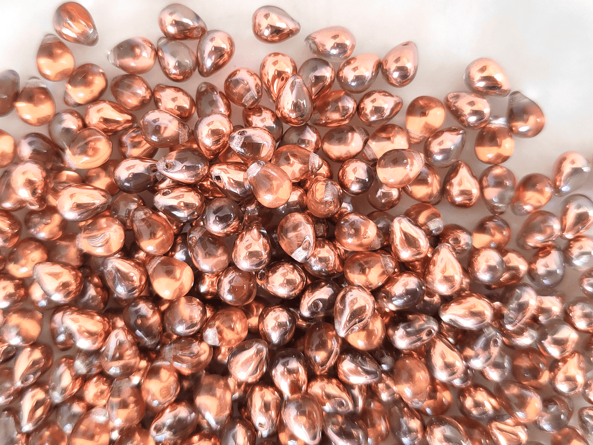 Drop beads 5x7mm - half copper