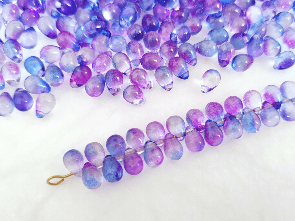 Tropfen 5x7mm - ombre Blau & Lila