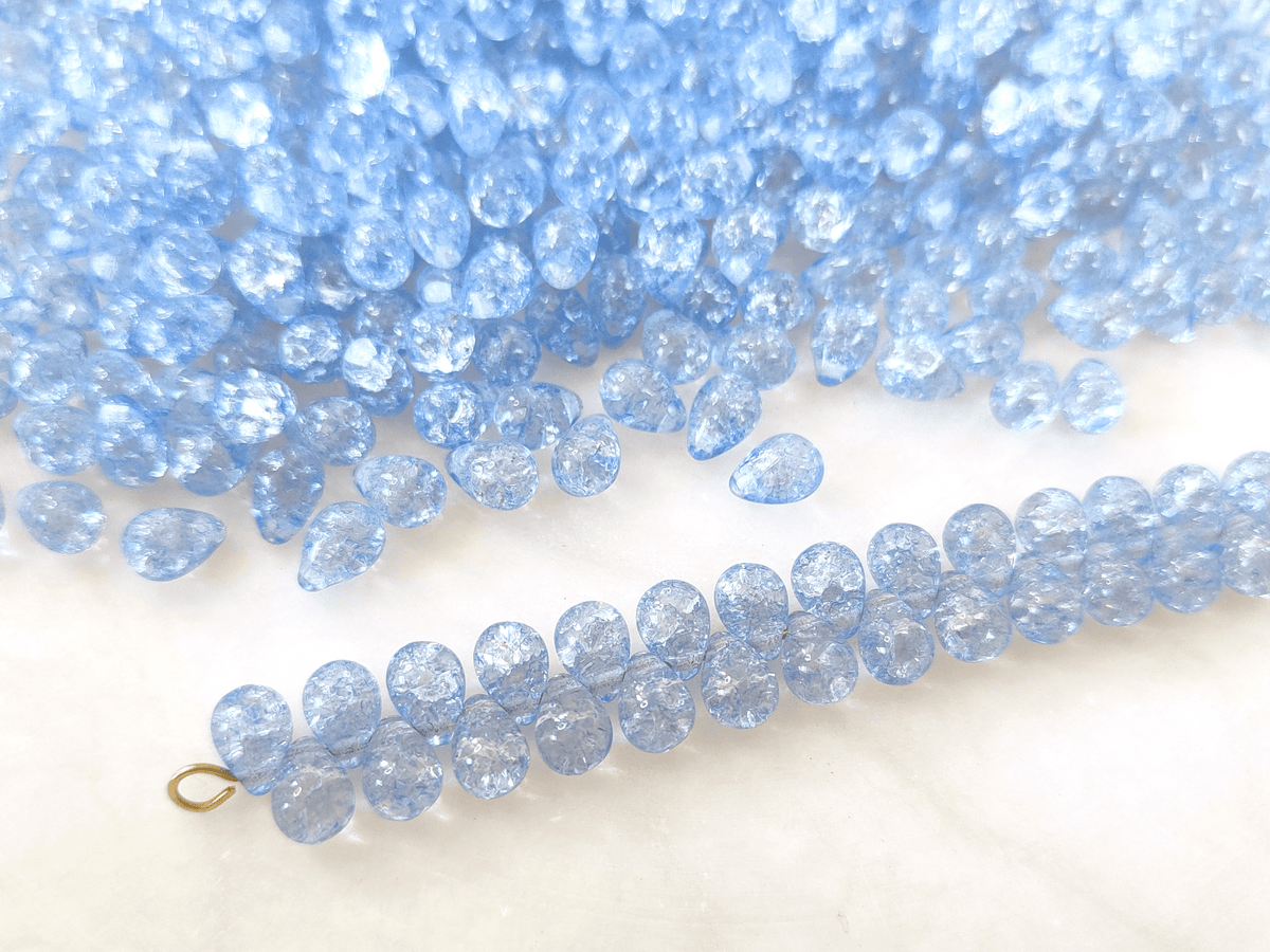 Tropfen 5x7mm - Himmelblau Crackle