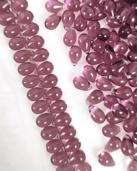 Drop beads 6x9mm - muted purple