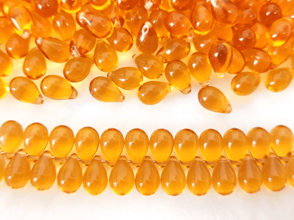 Drop beads 6x9mm - amber / orange