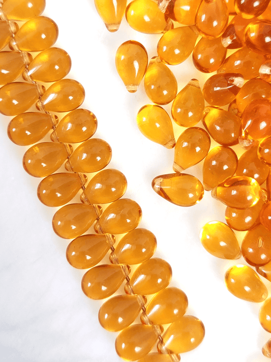 Drop beads 6x9mm - amber / orange