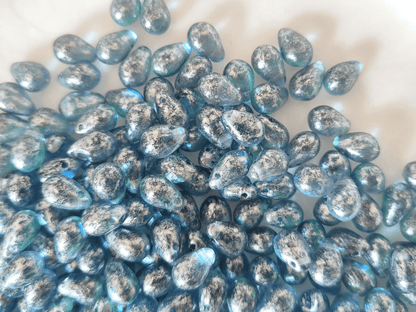 Tropfen 6x9mm - Himmelblau & Silber