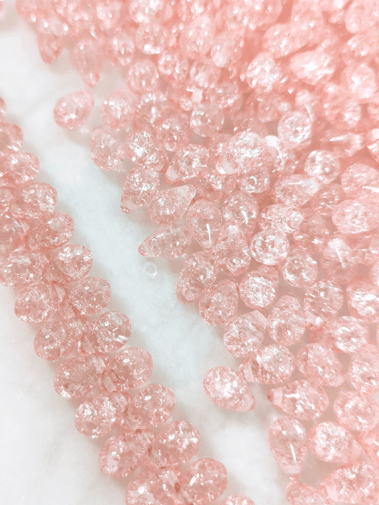 Drop beads 6x9mm - light pink crackle
