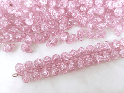 Drop beads 6x9mm - lilac crackle