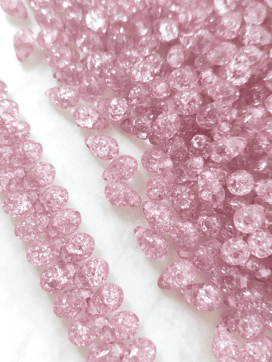 Drop beads 6x9mm - lilac crackle