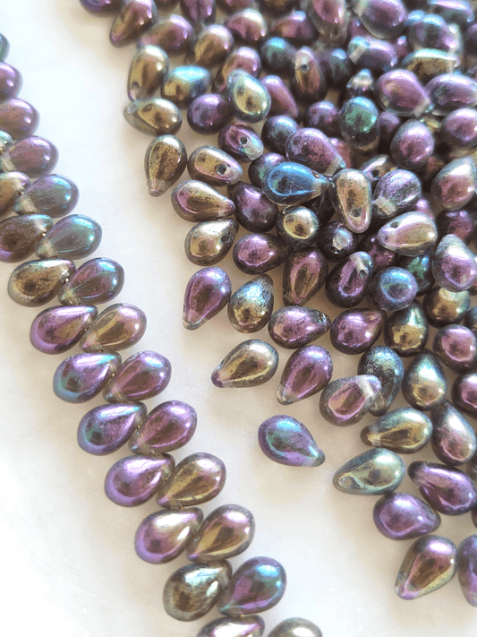 Drop beads 6x9mm - rainbow luster