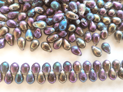 Drop beads 6x9mm - rainbow luster