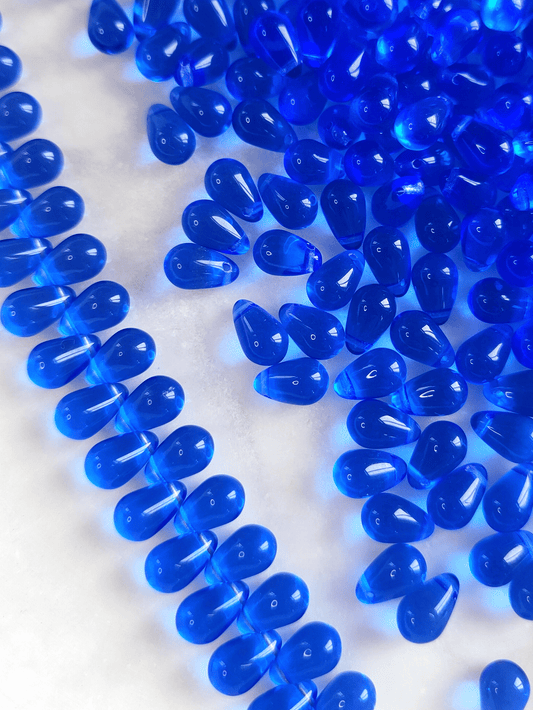 Drop beads 6x9mm - royal blue