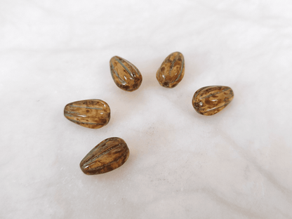 Melon drop beads 13x8mm - brown Picasso