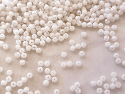 2mm round beads - white iris