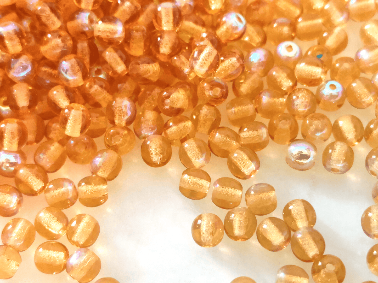 4mm runde Perlen - Orange AB