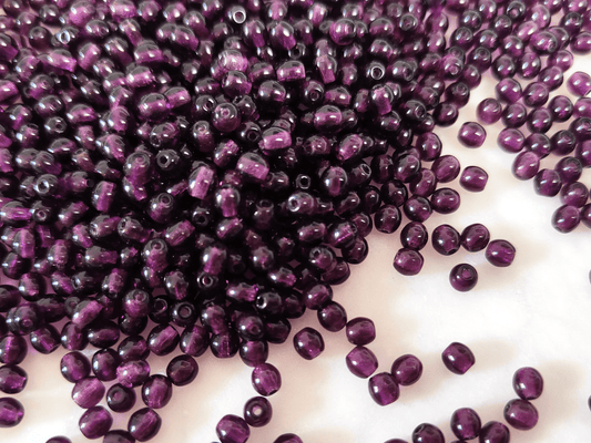 4mm round beads - dark purple