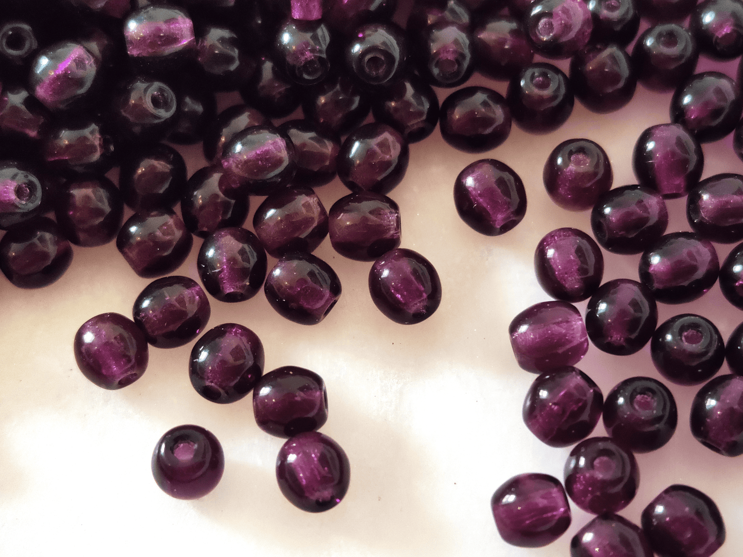 4mm round beads - dark purple