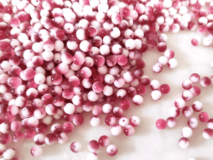 4mm runde Perlen - Pink & Weiß