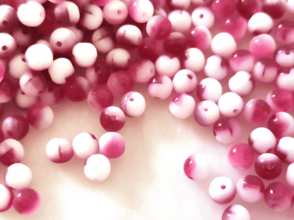 4mm runde Perlen - Pink & Weiß