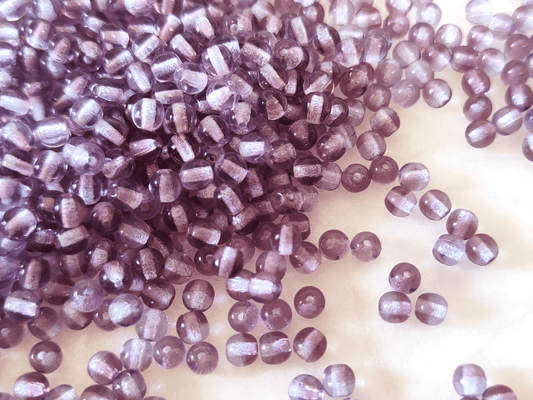 4mm round beads - muted purple & light blue