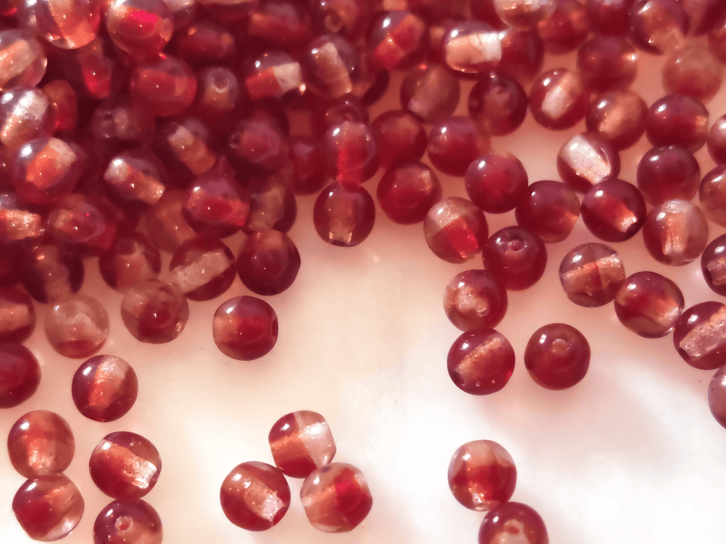 4mm round beads - brown & red