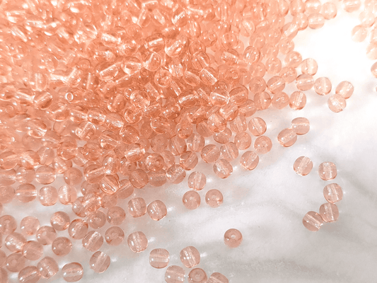 4mm round beads - salmon / light orange