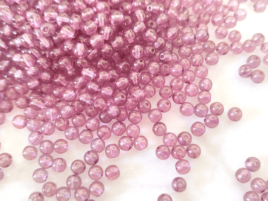 4mm round beads - muted medium purple