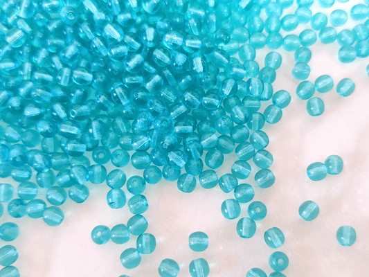 4mm round beads - Caribbean blue