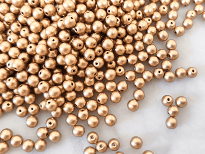 4mm runde Perlen - matt Gold