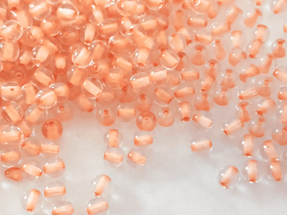 4mm runde Perlen - Farblos & Orange farbgefüllt