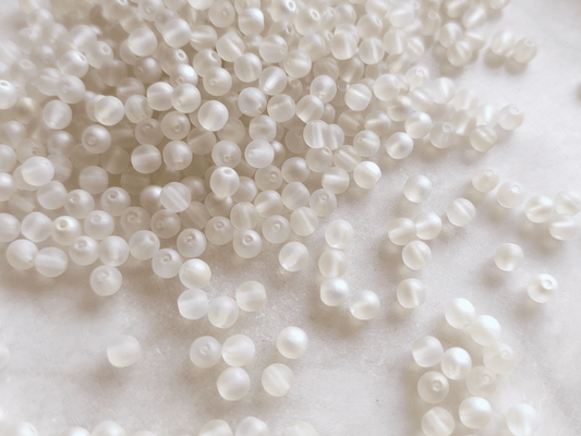 4mm round beads - matt pastel orange iris