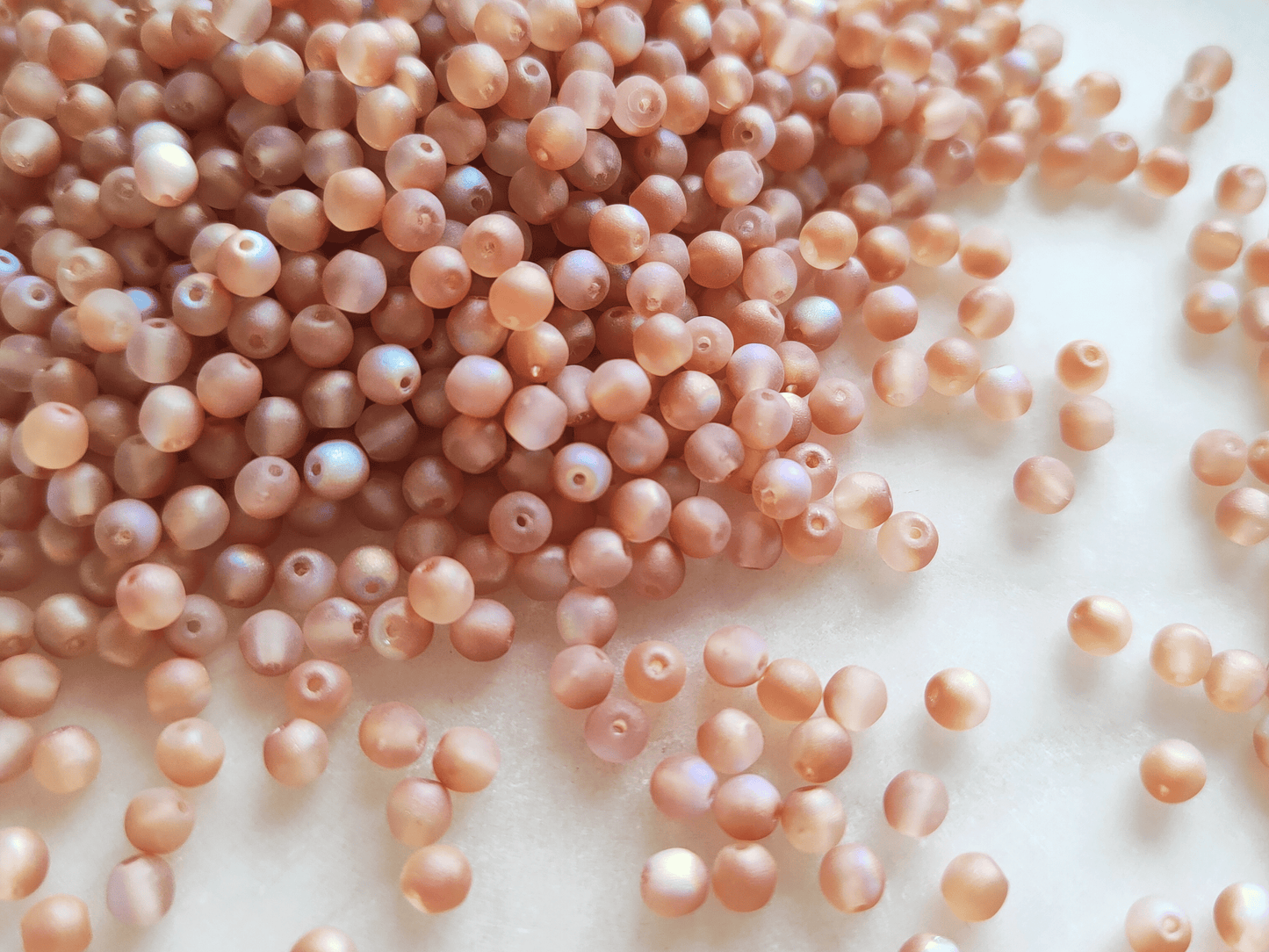 4mm round beads - matt muted orange iris
