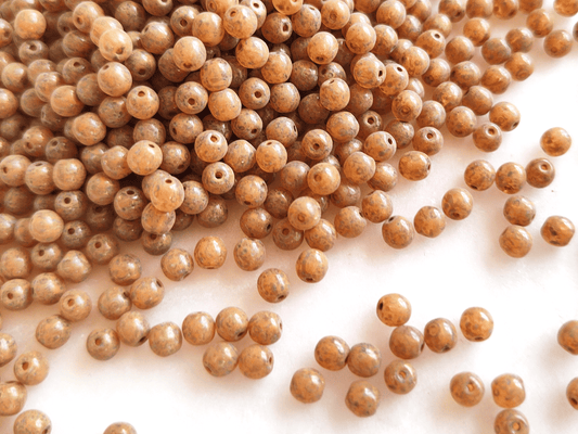 4mm round beads - brown Picasso