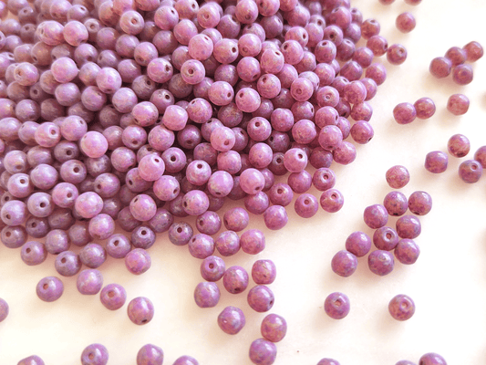 4mm round beads - purple Picasso