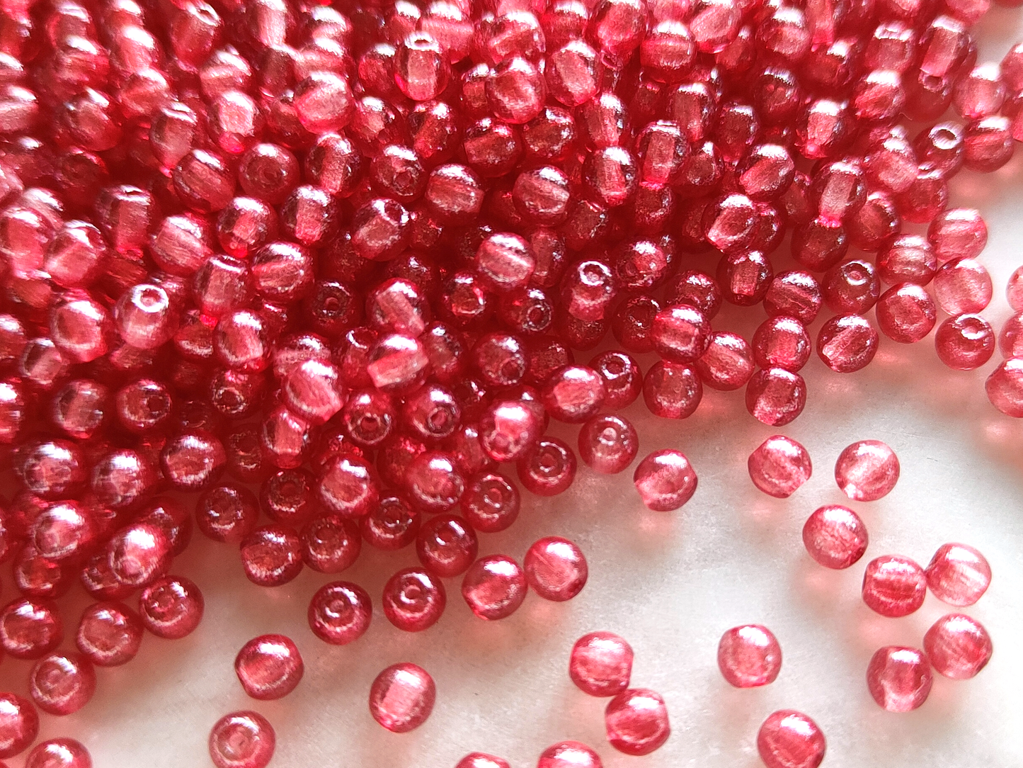 4mm round beads - cherry red