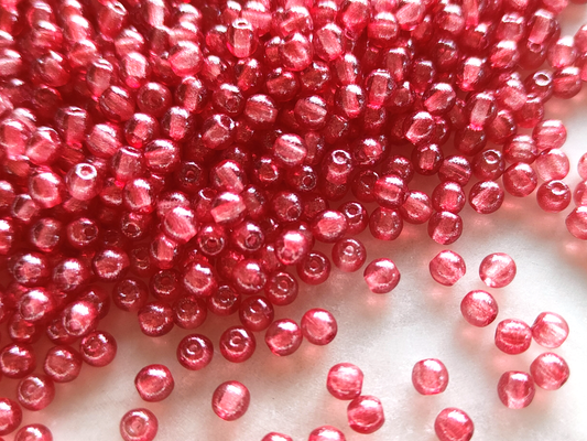 4mm round beads - cherry red