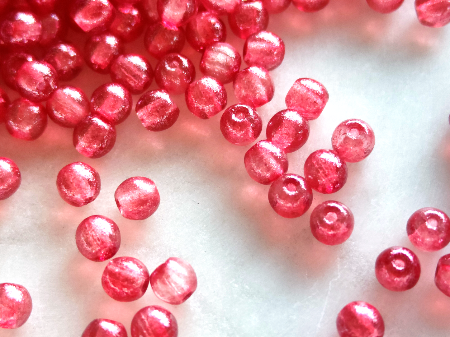 4mm round beads - cherry red