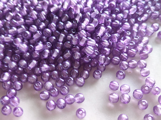 4mm round beads - purple
