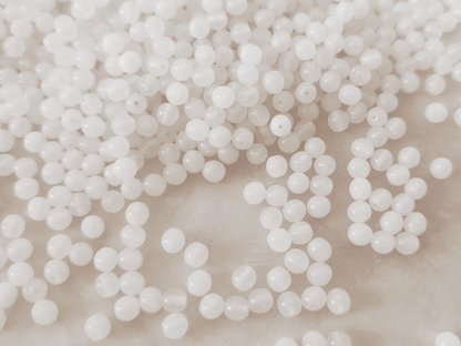 4mm round beads - milky white