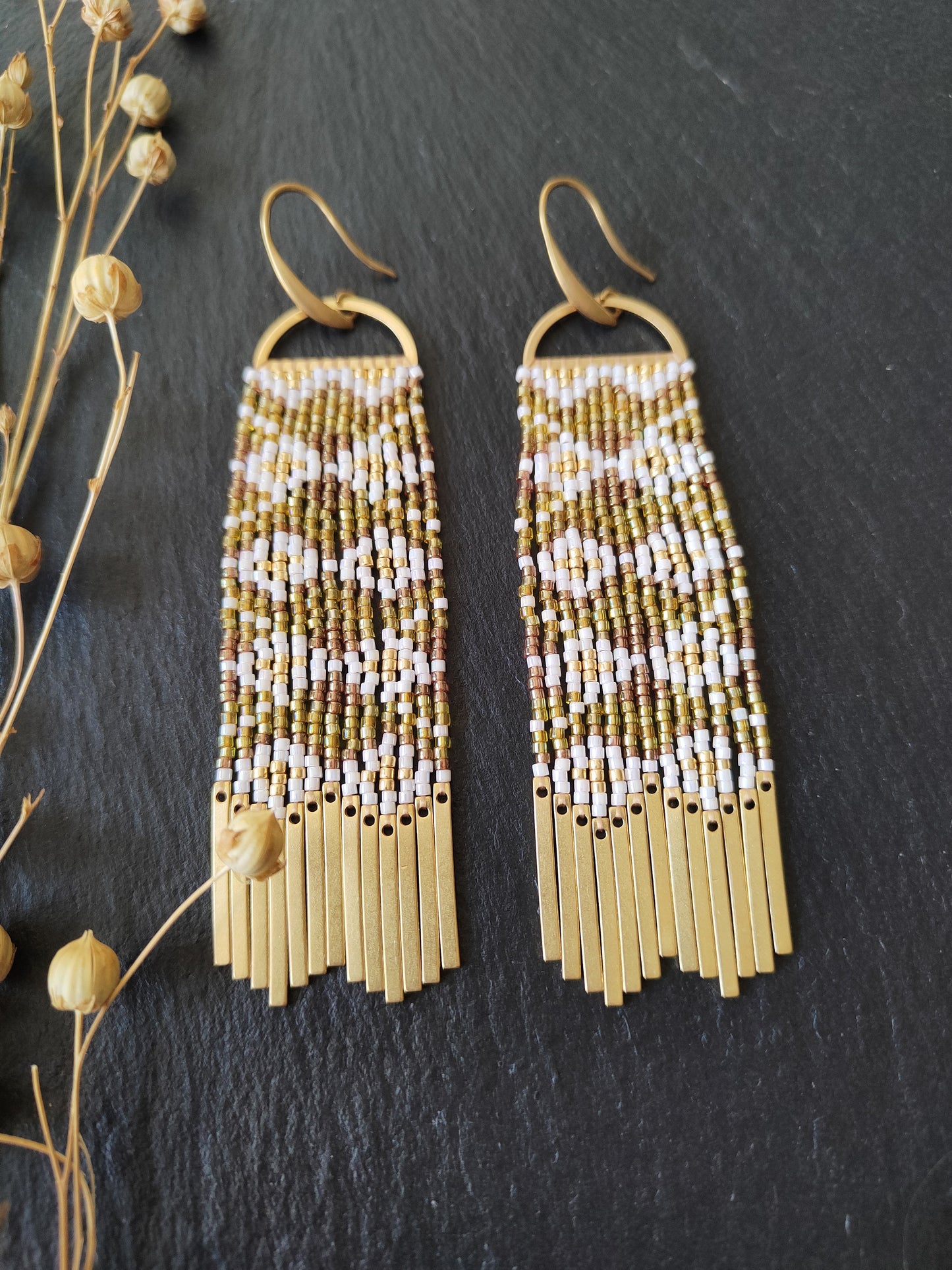 Wind chime earrings "Scirocco" - mustard yellow
