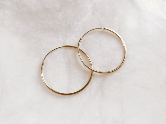 30mm 24k gold-plated sterling silver hoops with endless clasp