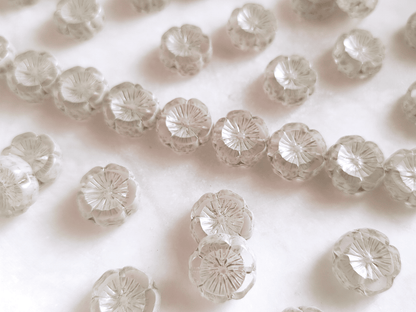 Hawaii flower beads 14 mm - colorless & light grey