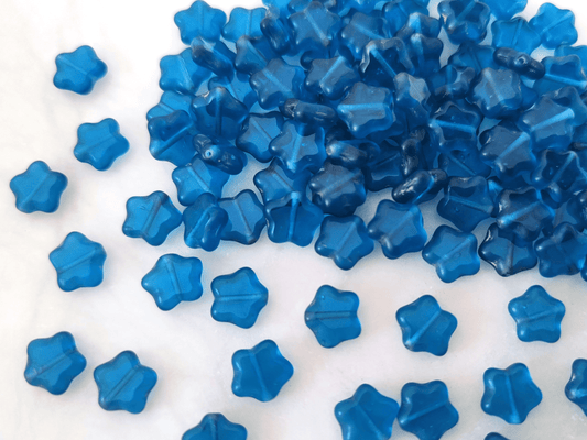 Star beads 8mm - dark Caribbean blue