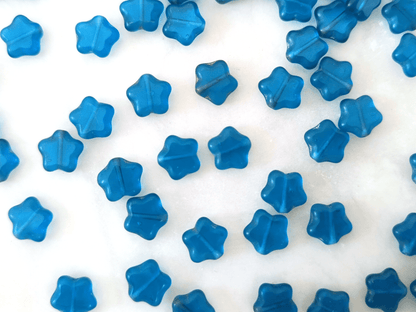 Star beads 8mm - dark Caribbean blue